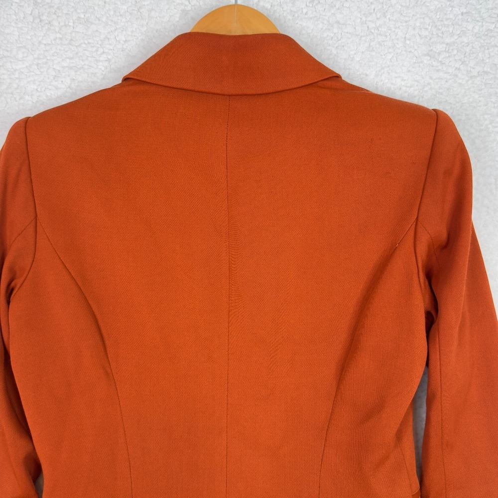 Ramy Brook Womens Blazer 0 Rust Orange Gold Zip Detail Flare Sleeve Jacket - Picture 14 of 16